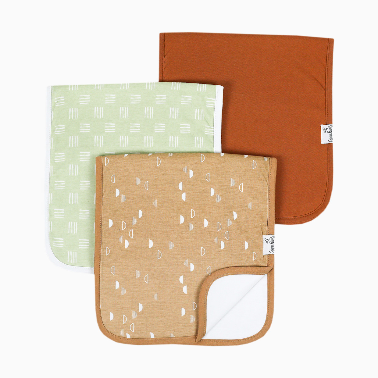 Copper Pearl Printed Burp Cloth Set - Atlas.