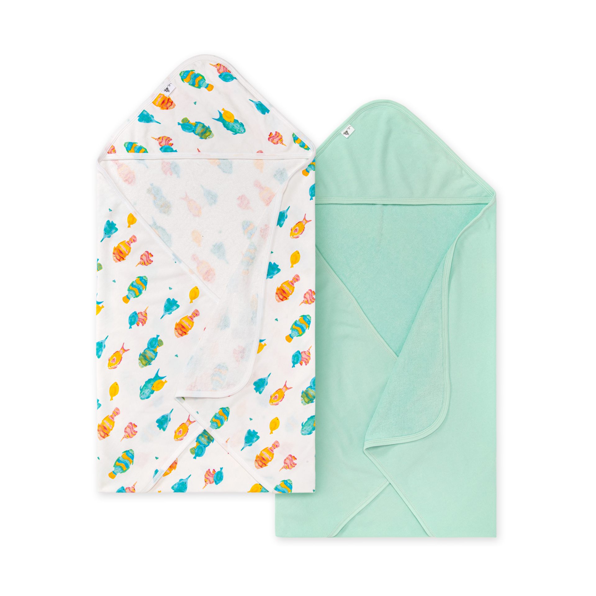 Burt's Bees Baby Hooded Towel and Washcloth Set - Fishy Friends, 0-9 Months.