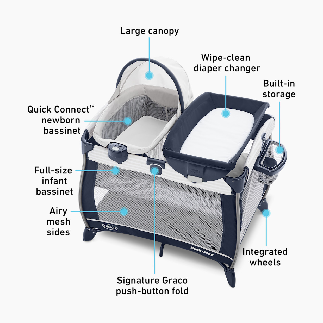 Graco Pack 'n Play Quick Connect Portable Bassinet Playard - Alex.