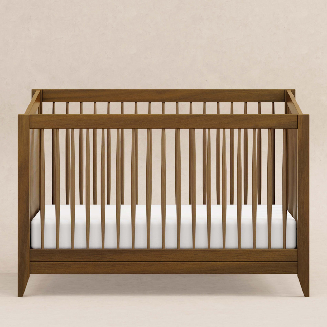 babyletto Sprout 4-in-1 Convertible Crib with Conversion Kit - Natural Walnut.