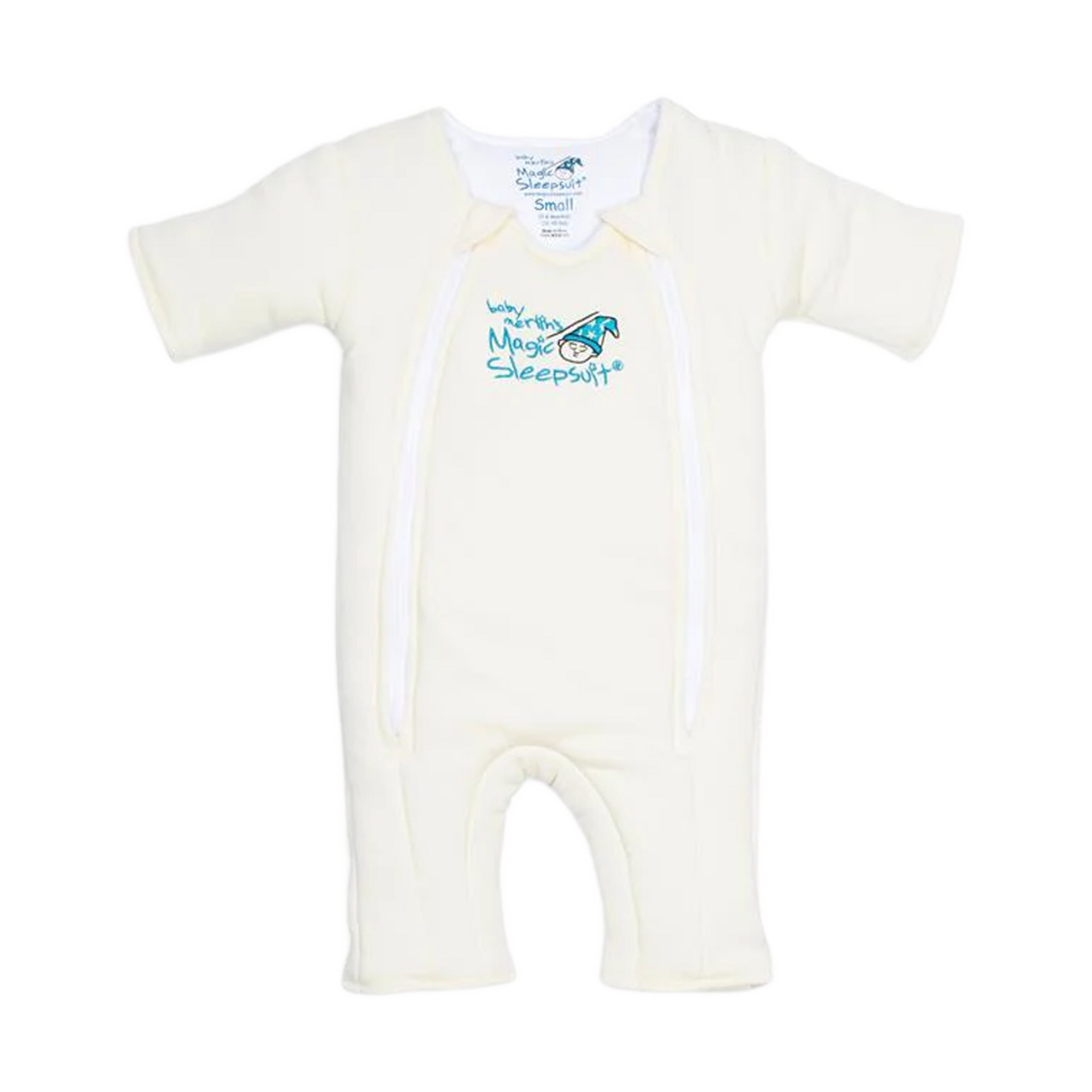Magic Sleepsuit Baby Merlin's Cotton Baby Swaddle Transition Product - Soft and Cozy Design, Double Zipper for Easy Diaper Changes, Promotes Safe Sleep, 3-6 Months - Cream - Small 12-18lbs