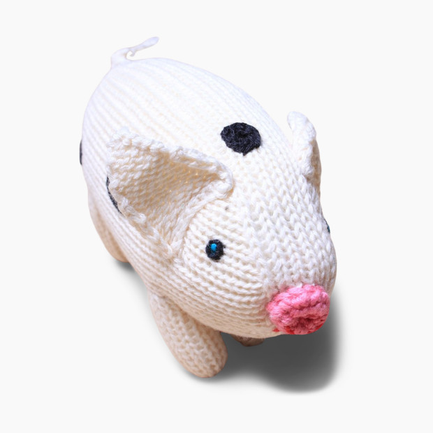 Estella Organic Cotton Handmade Baby Rattle - Pig.