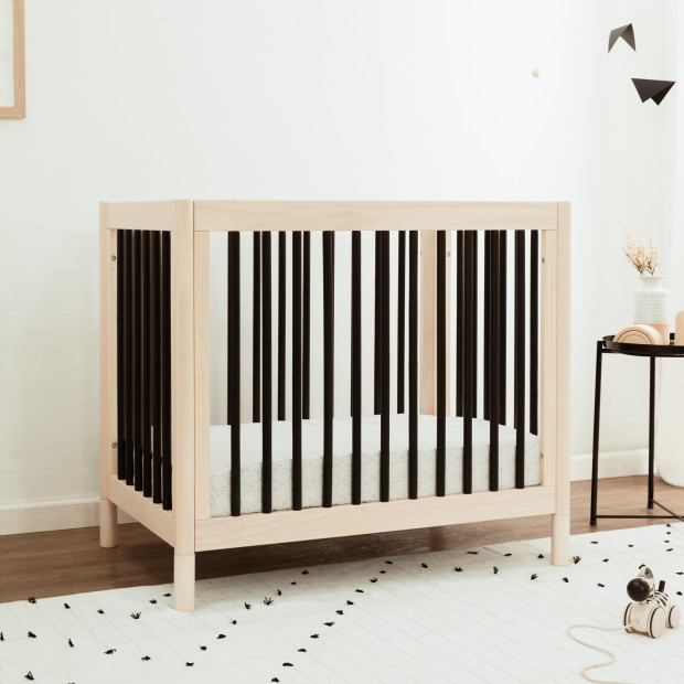 babyletto Gelato 4-in-1 Convertible Mini Crib - Washed Natural/Black.