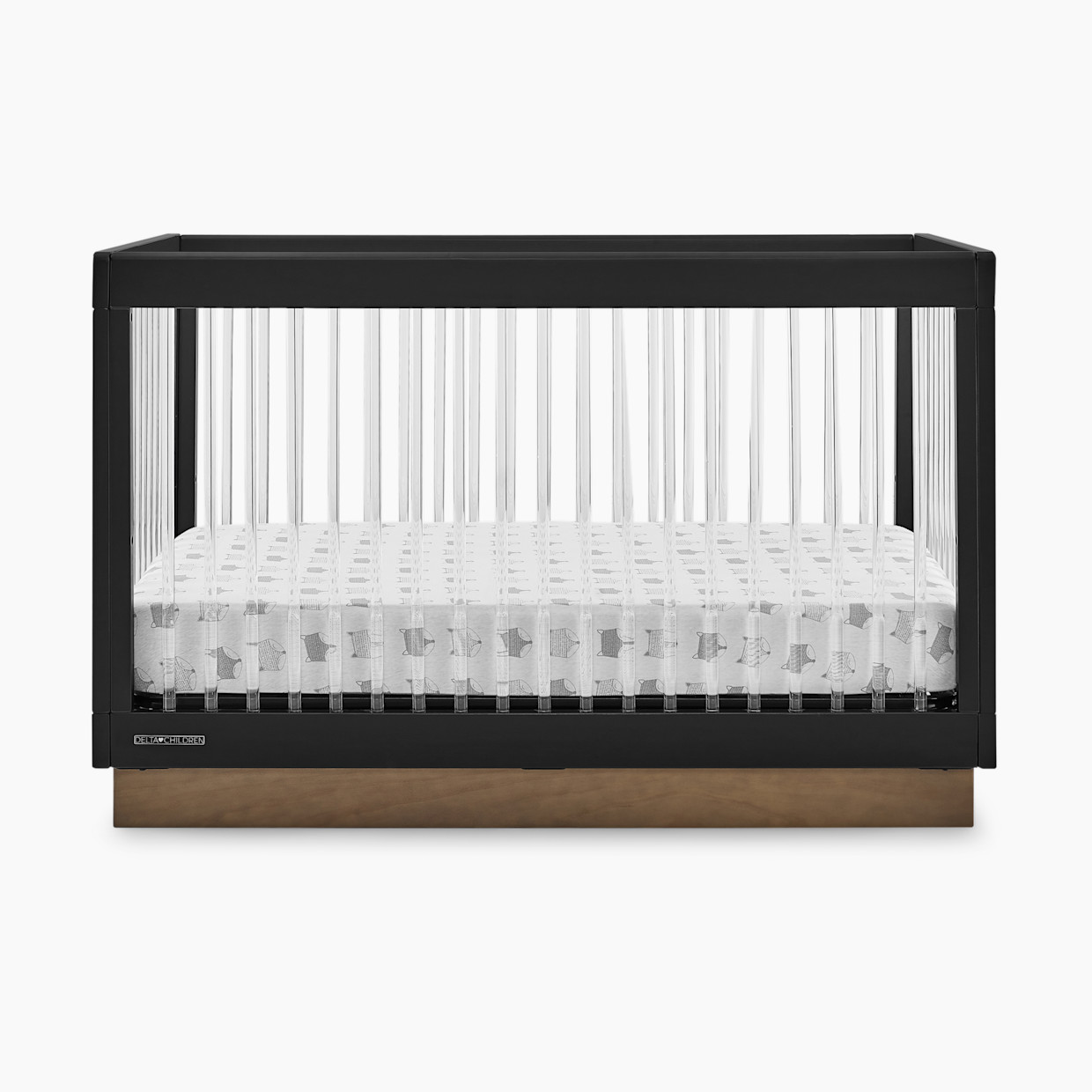 Delta Children James Acrylic 4-in-1 Convertible Crib - Midnight Grey/Acorn.
