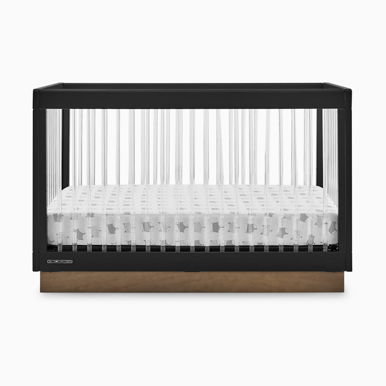 Delta Children James Acrylic 4-in-1 Convertible Crib - Midnight Grey/Acorn.