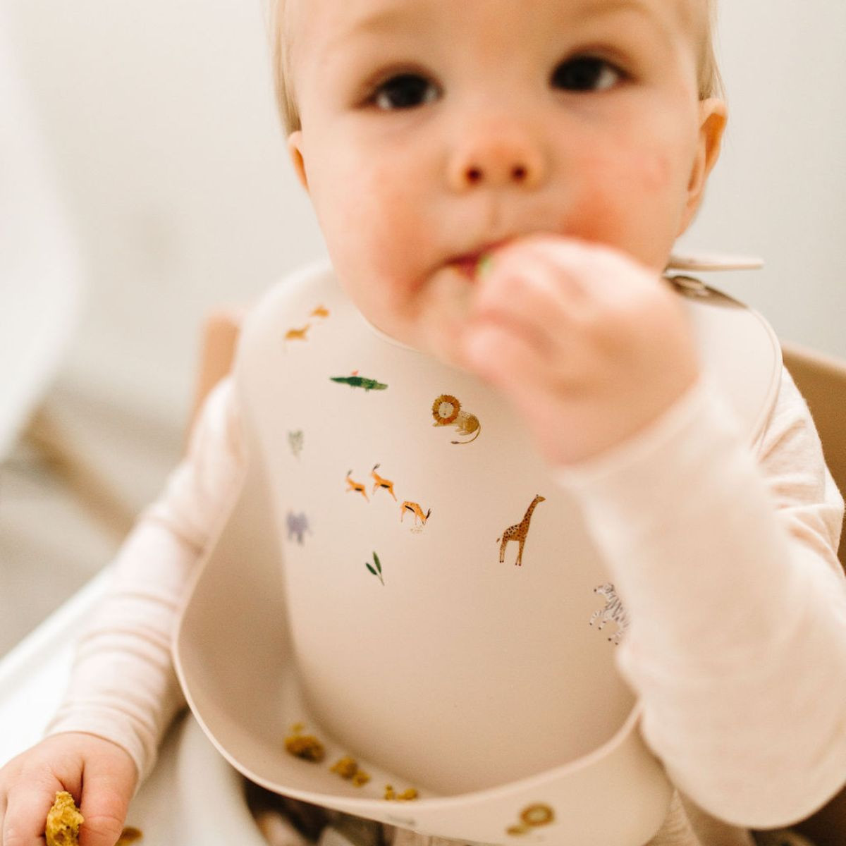 Loulou Lollipop Silicone Bib - Safari/Coconut Milk, 2.