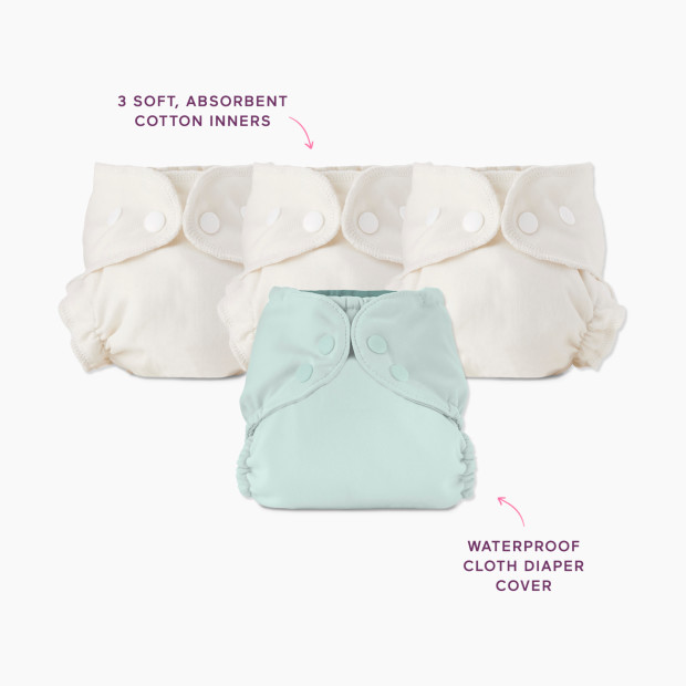 Esembly Blowout Proof Cloth Diaper Bundle - Mist, Size 1 (7-17lbs).