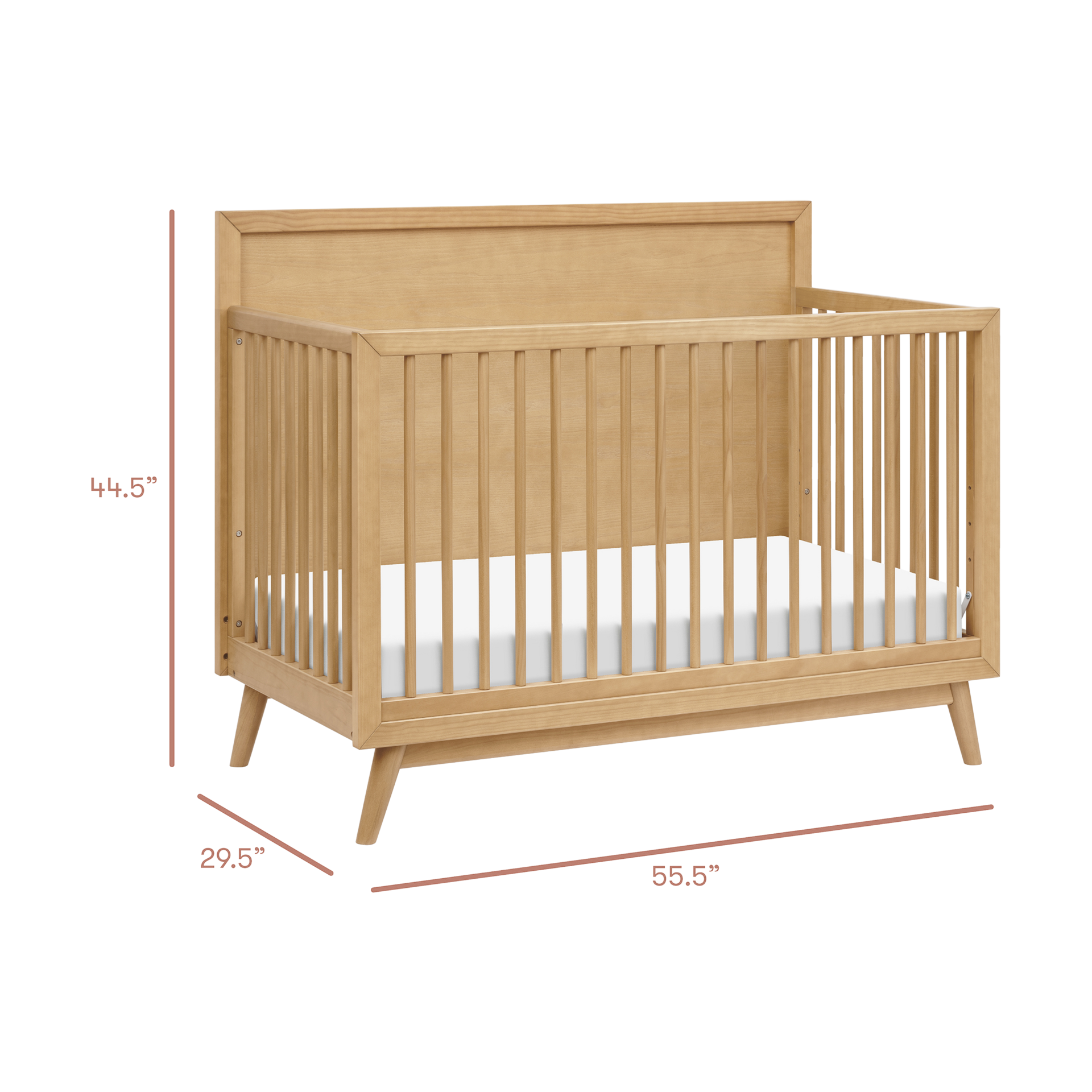 babyletto Palma 4-in-1 Convertible Crib with Toddler Bed Conversion Kit - Honey.