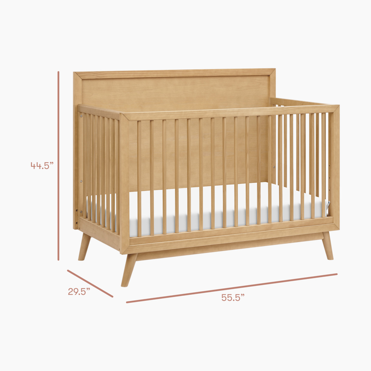babyletto Palma 4-in-1 Convertible Crib with Toddler Bed Conversion Kit - Honey.