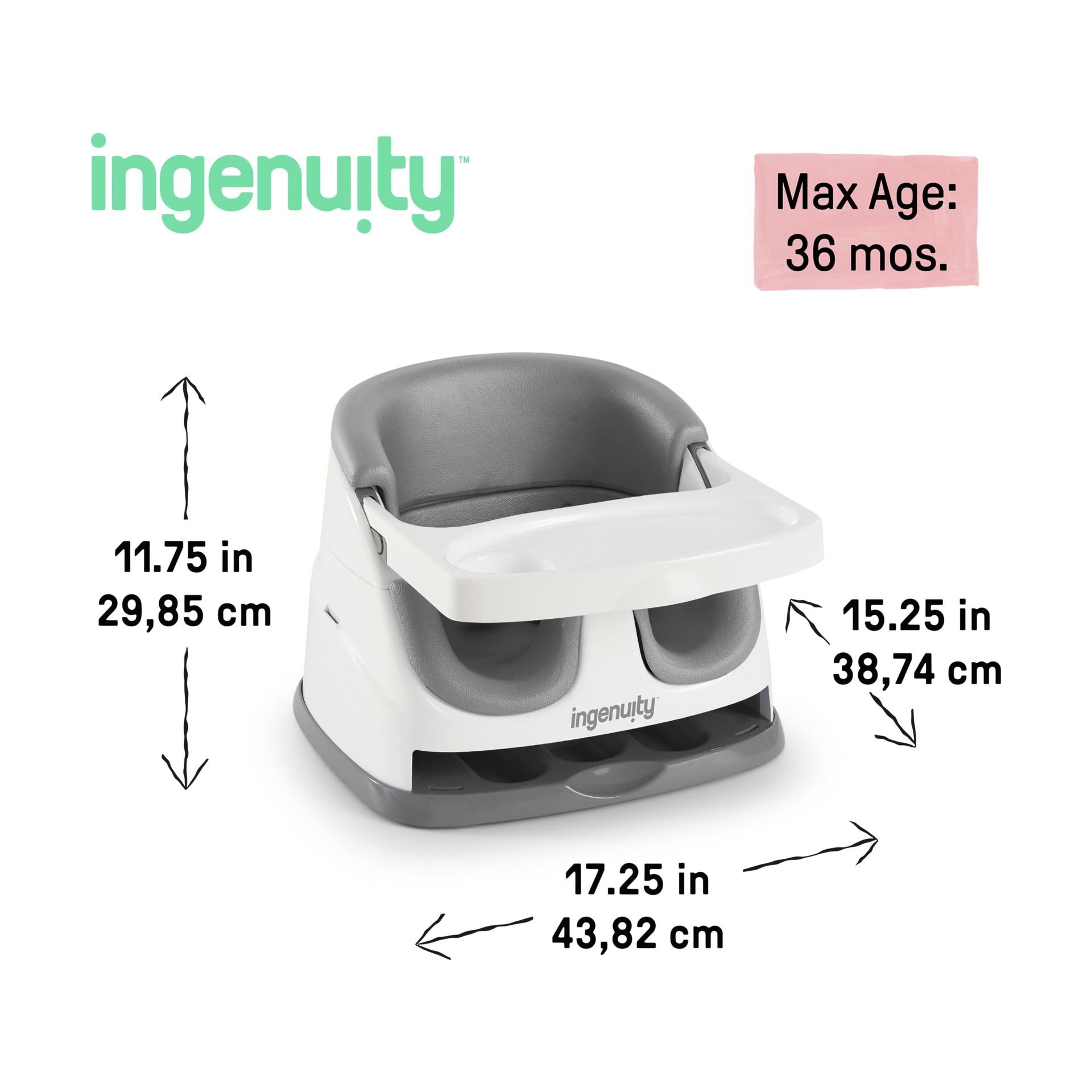 Ingenuity Baby Base 2-in-1 Feeding Booster and Floor Seat - Slate.