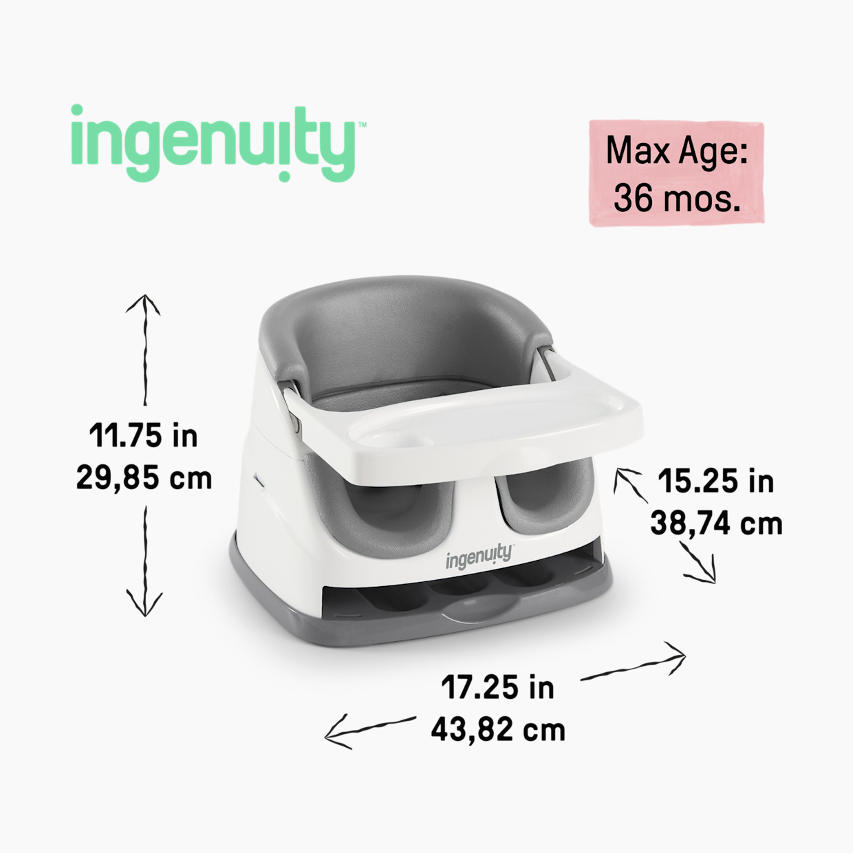 Ingenuity Baby Base 2-in-1 Feeding Booster and Floor Seat - Slate.
