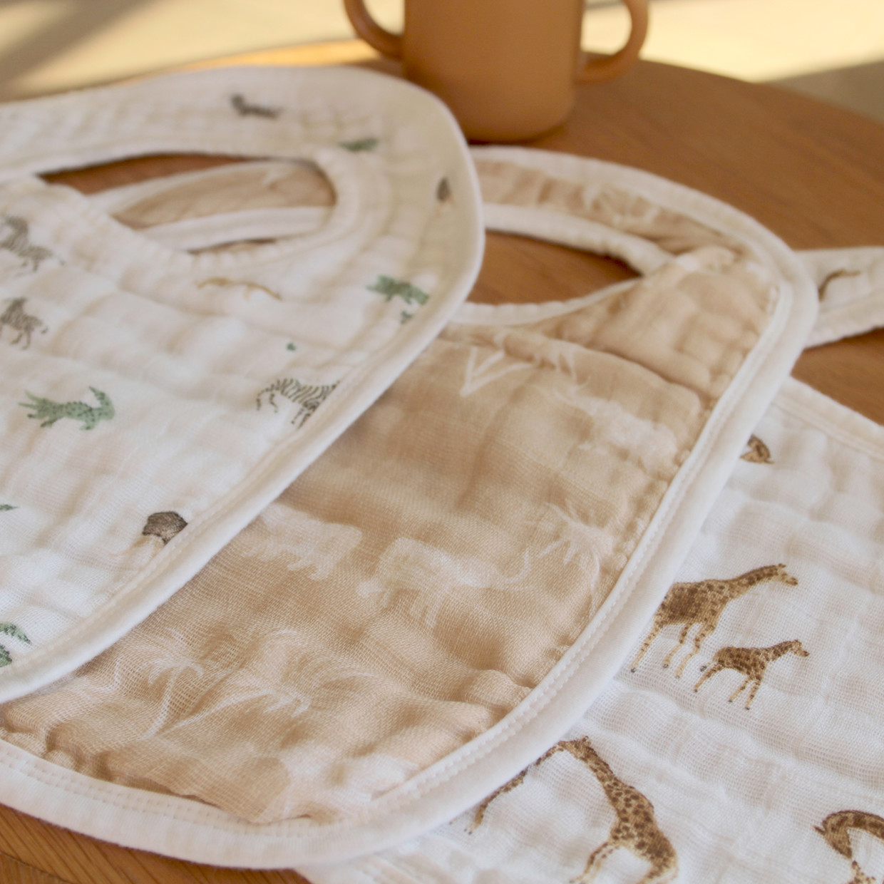Aden + Anais Organic Muslin Snap Bibs (3 Pack) - Safari Dreams.