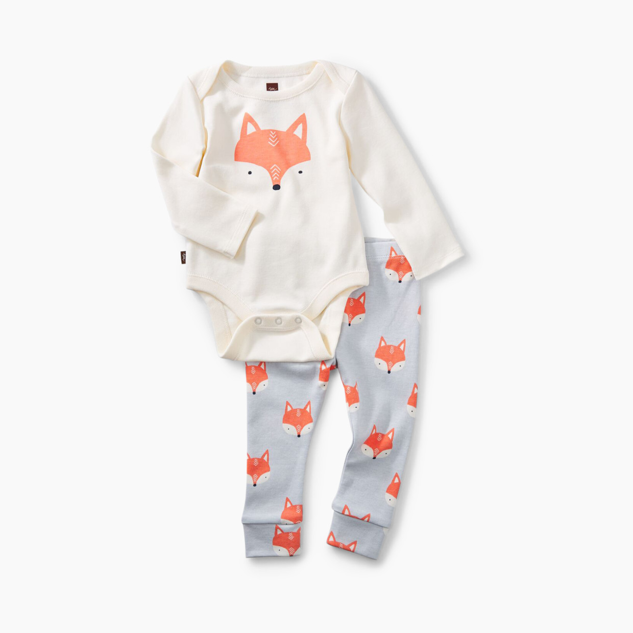 Tea Collection Bodysuit & Pant Outfit - Fox Chalk, 0-3 Months.