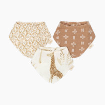 Crane Baby Soft Muslin Bandana Bibs for Boys & Girls, Safari Animal Baby Bibs, Adjustable Absorbent Burp Bandana Set, Pack of 3