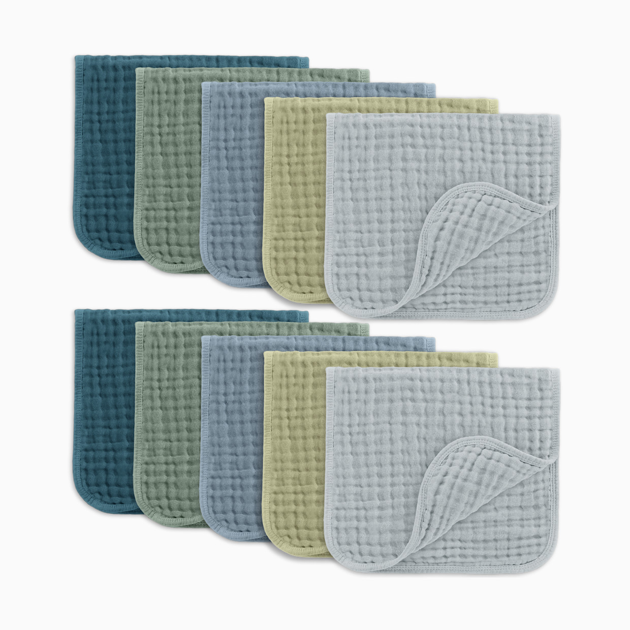 Comfy Cubs 6-Layer Muslin Burp Cloths Set (10 Pack) - Multi Boy.