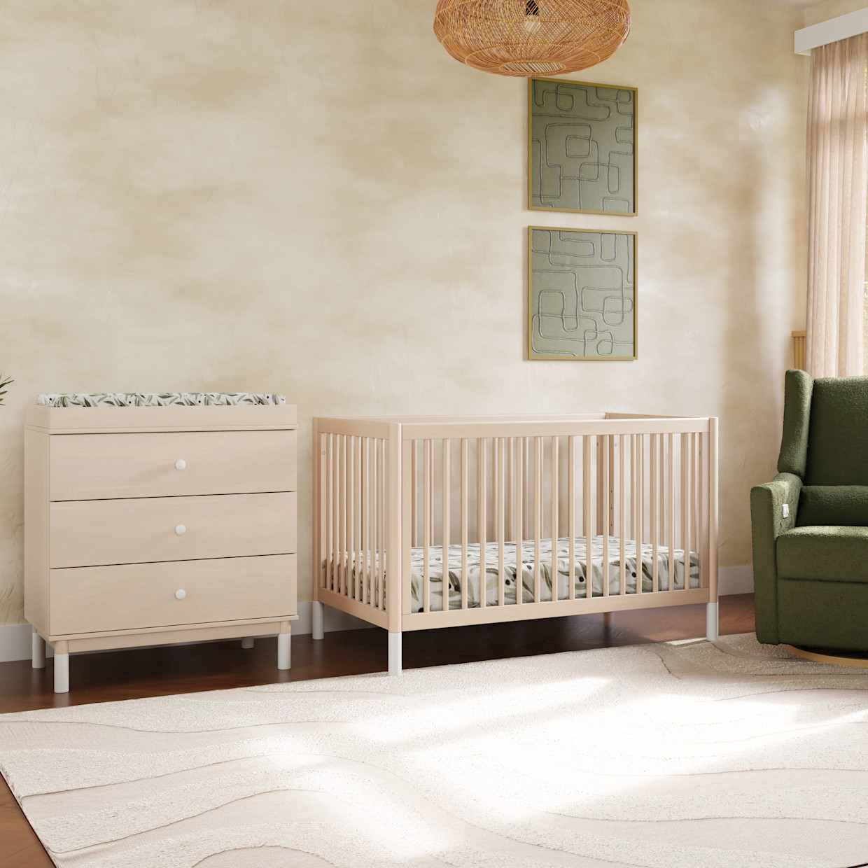 babyletto Gelato 3-Drawer Changer Dresser - Washed Natural/White.