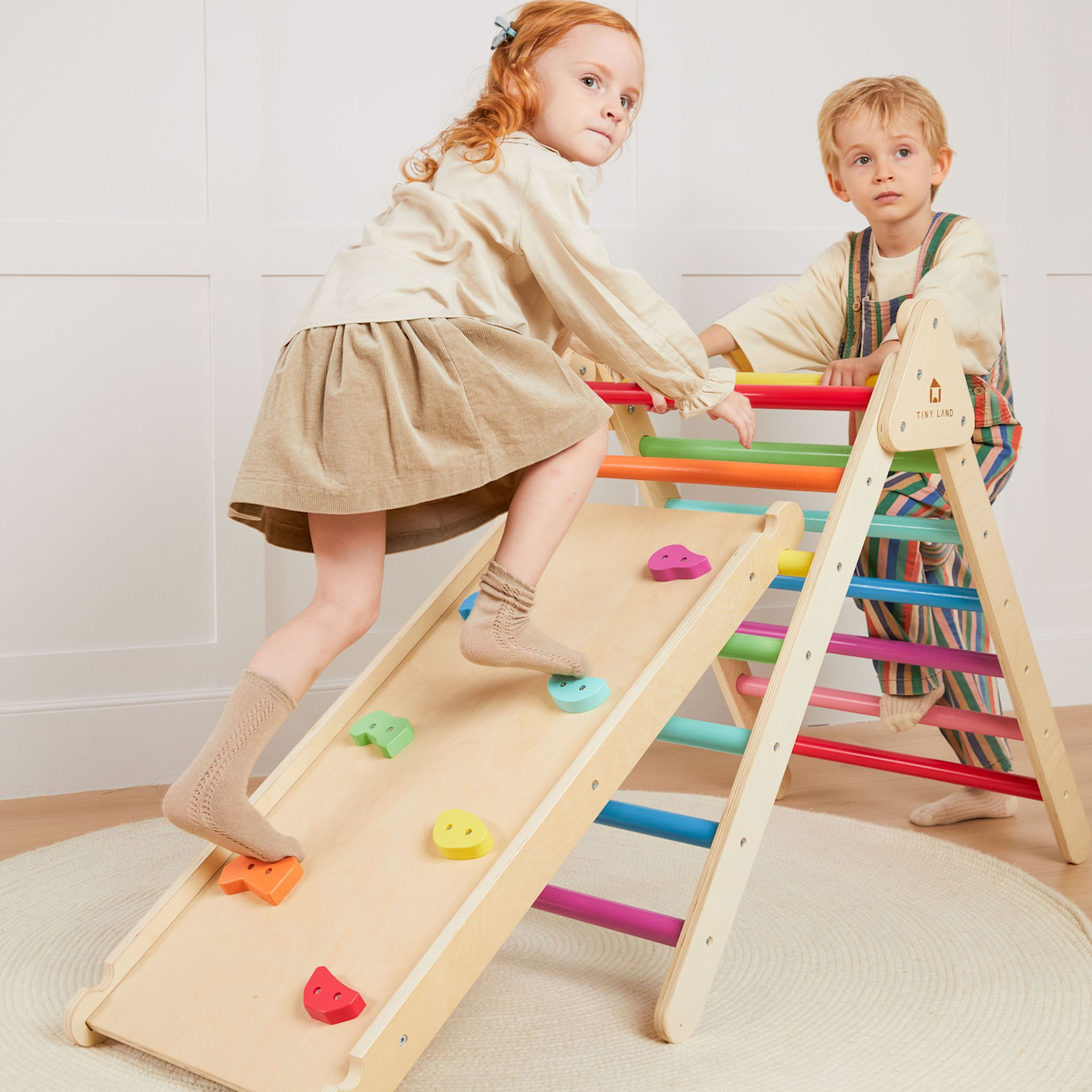 Tiny Land 7-in-1 Rainbow Climbing Set.