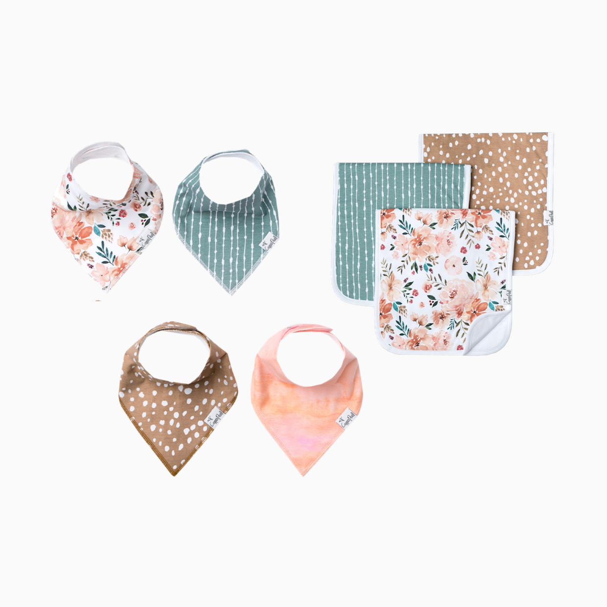 Copper Pearl Bandana Bib and Burp Cloth Bundle - Autumn.