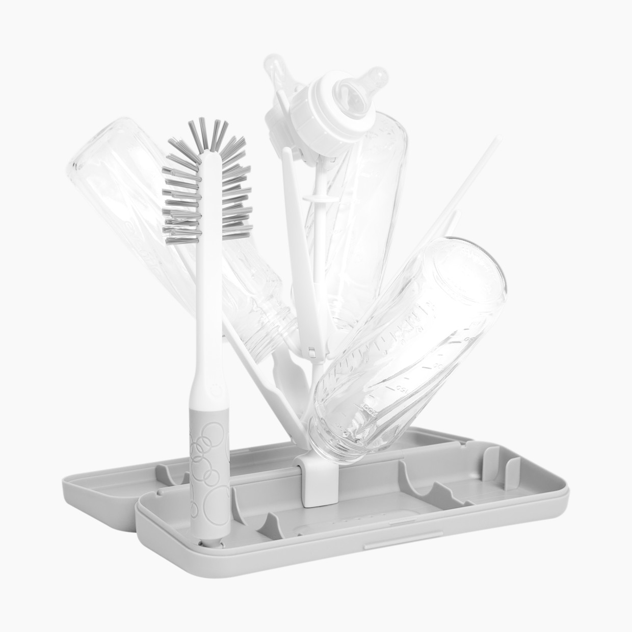 Ubbi On-The-Go Drying Rack and Brush - Gray.