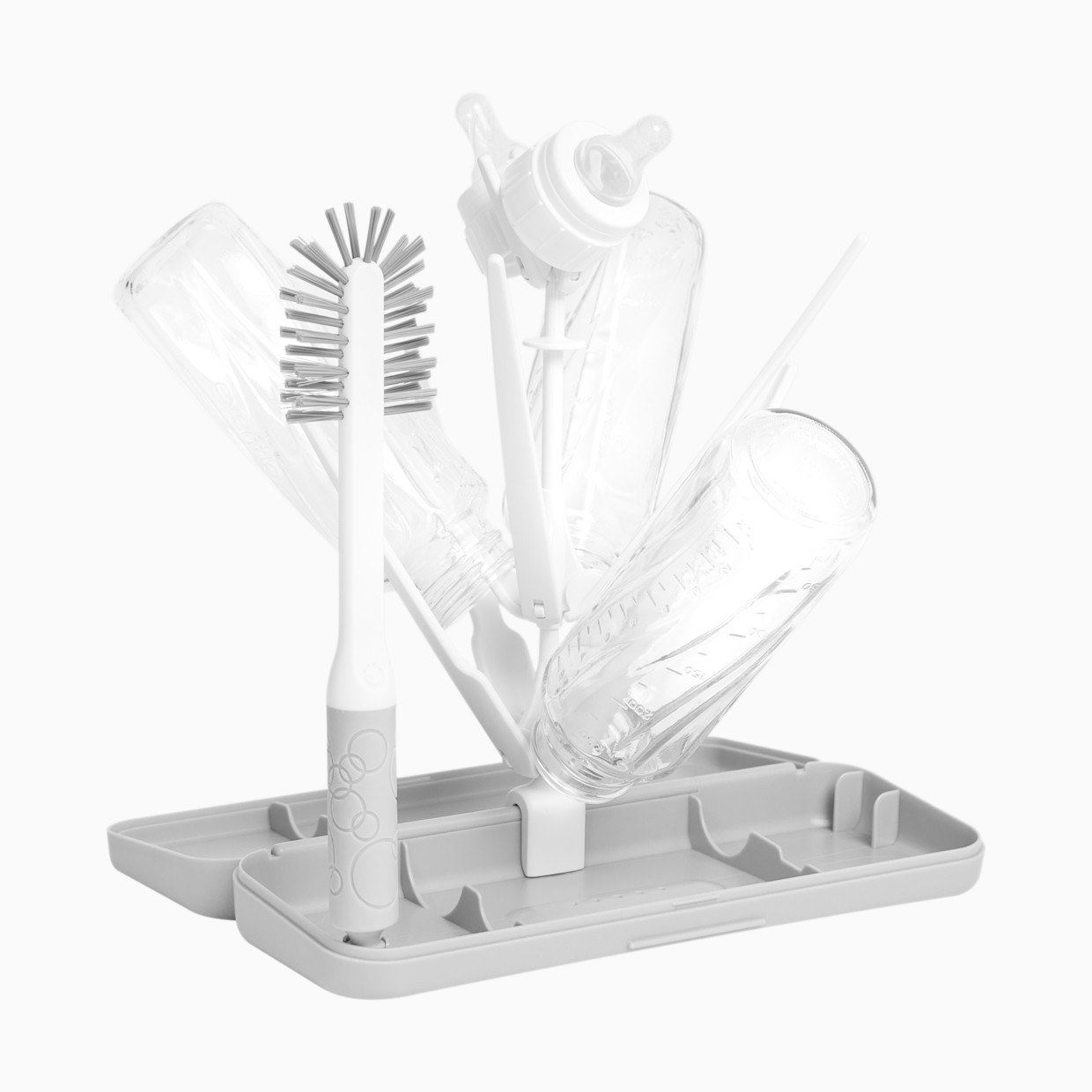 Ubbi On-The-Go Drying Rack and Brush - Gray.