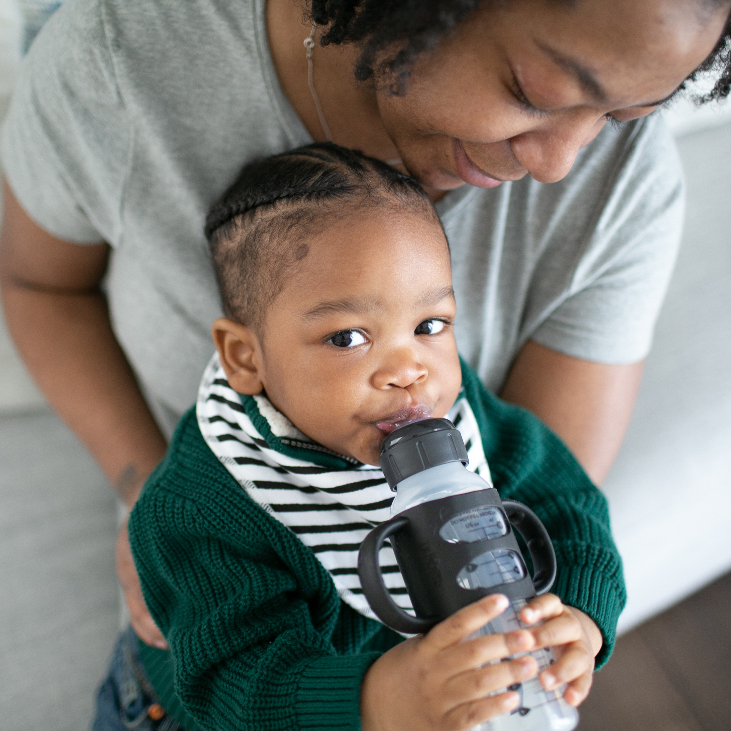 Dr. Brown's Narrow Sippy Spout Bottle with Silicone Handles - Black & White.