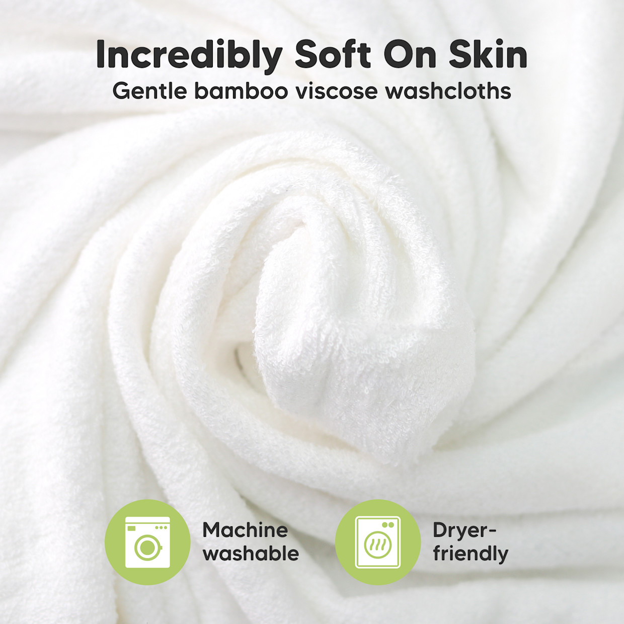 KeaBabies Deluxe Baby Bamboo Viscose Washcloths (6 Pack) - White/Stone, 6.