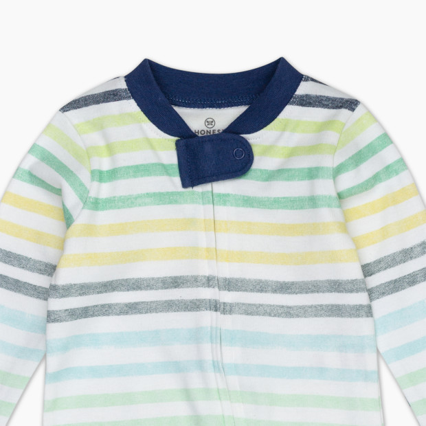 Honest Baby Clothing Sleep & Play - Organic Cotton - Rainbow Stripe Blue, 3-6 M.