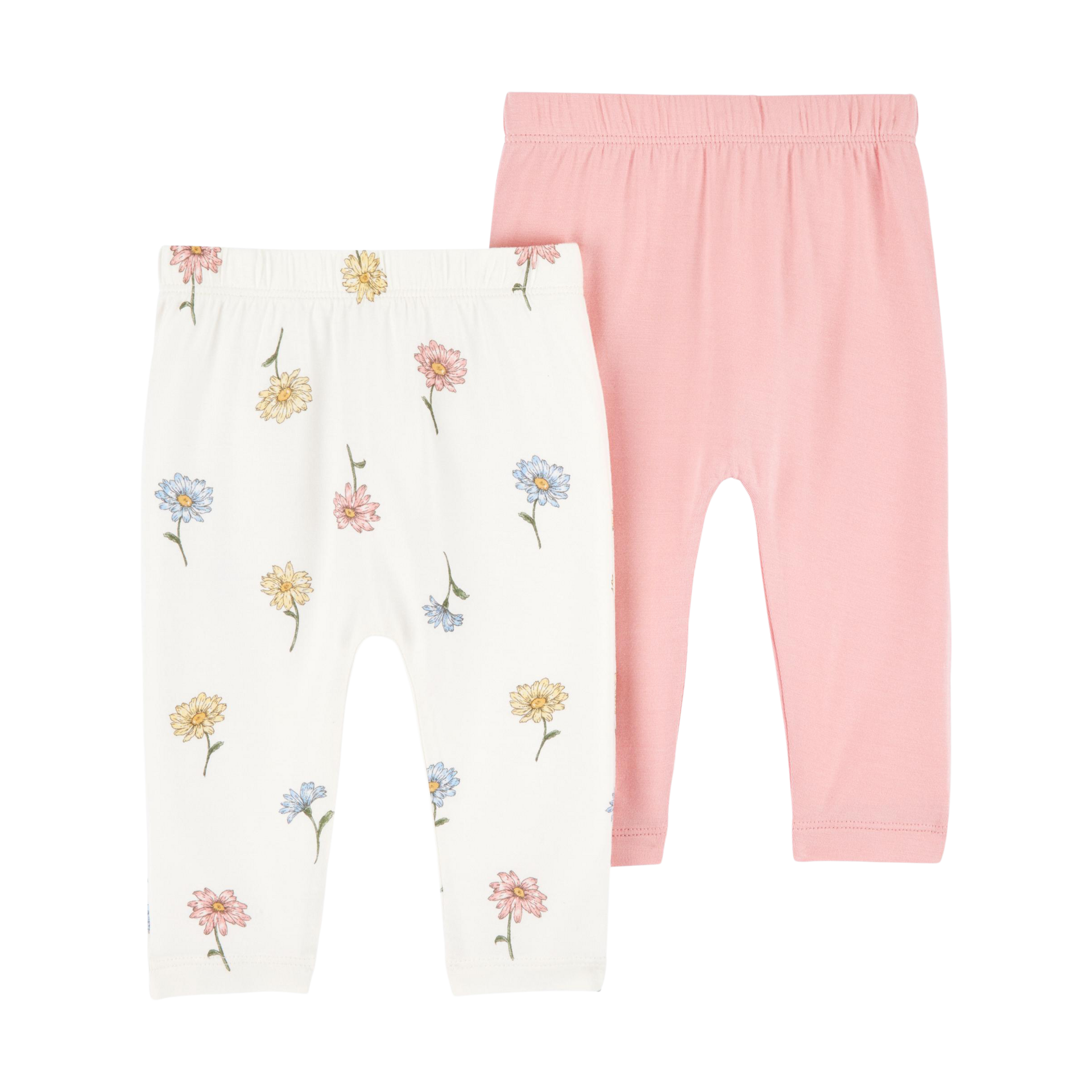 Carter's 2-Pack PurelySoft Pants - Pink/Ivory, Nb.