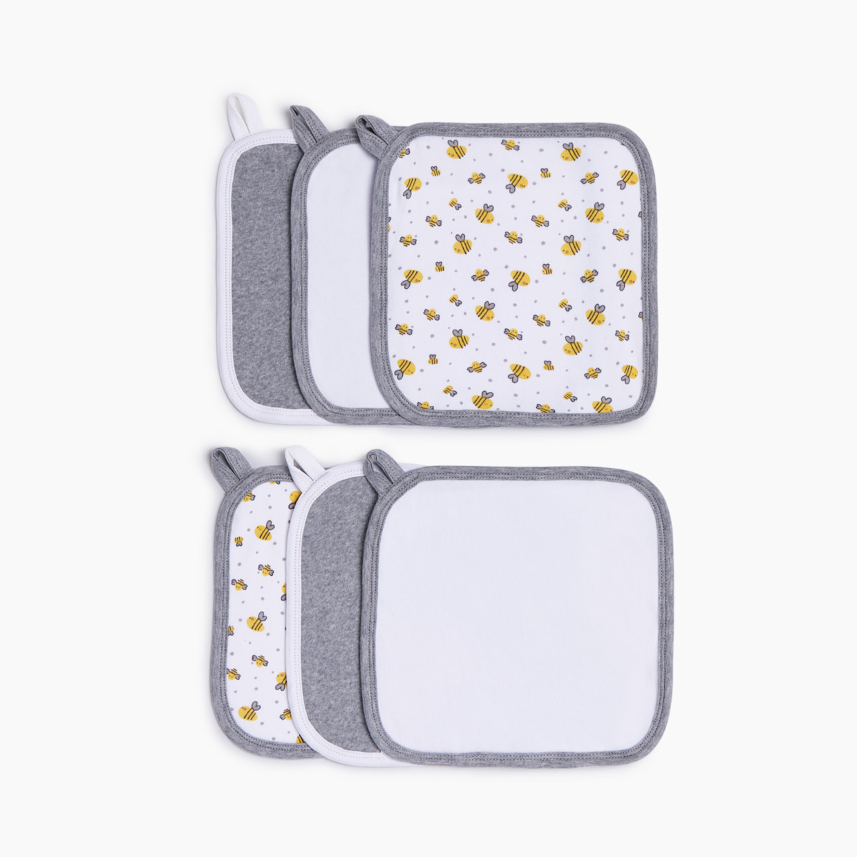 Small Story Organic Washcloth (6 Pack) - Grey Bees, 6.