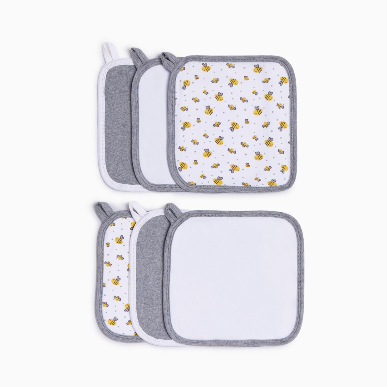 Small Story Organic Washcloth (6 Pack) - Grey Bees, 6.