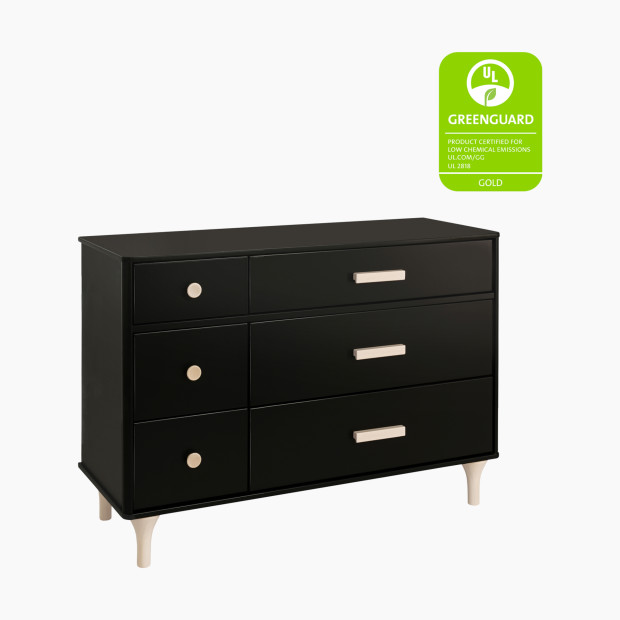 babyletto Lolly 6-Drawer Double Dresser - Black / Washed Natural.