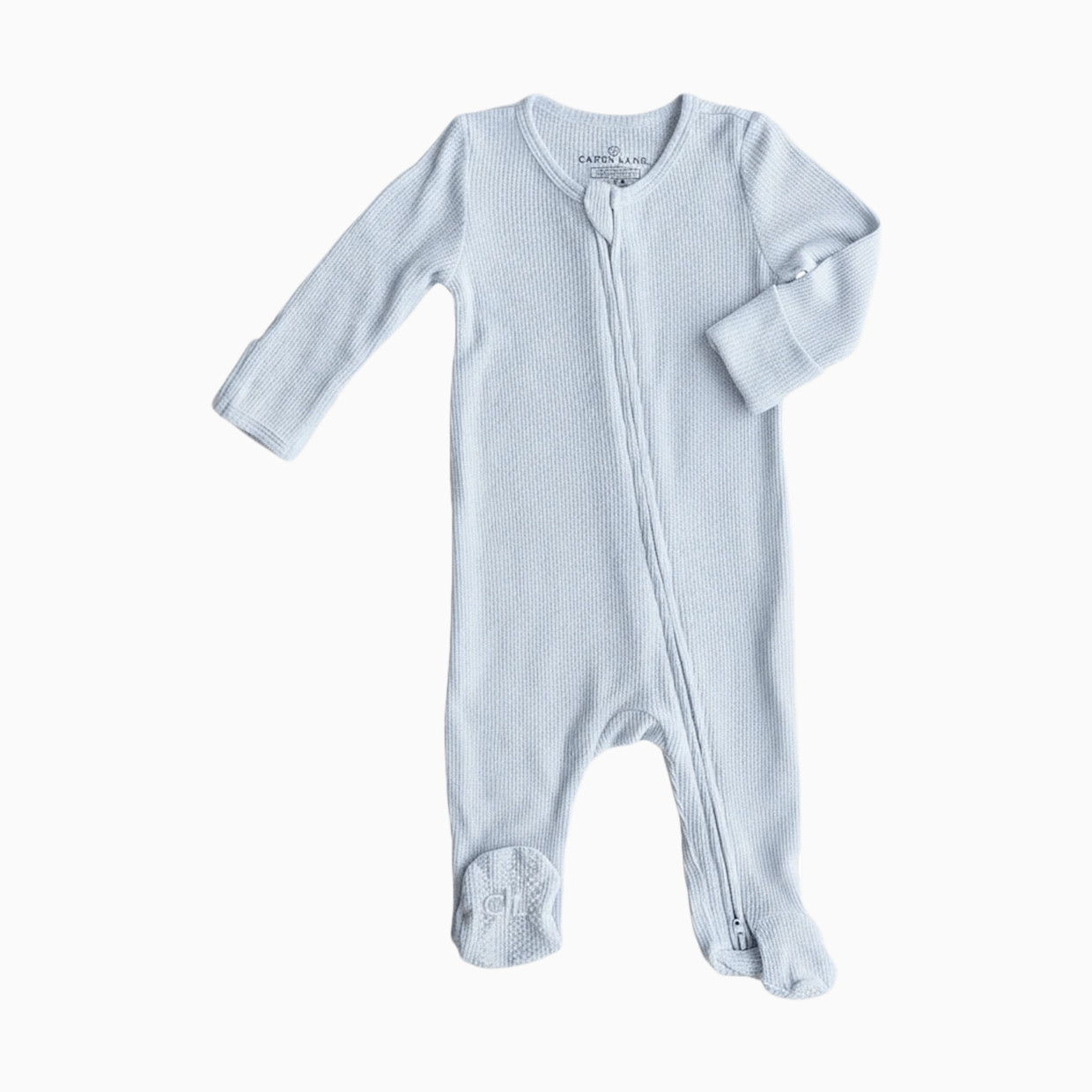 Caden Lane Bamboo Waffle Zipper Footie - Ice Blue, Newborn.