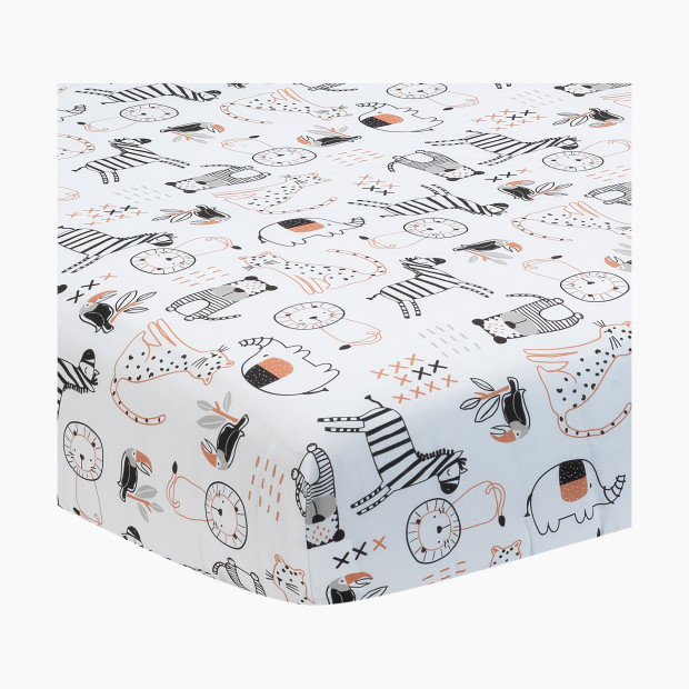 Lambs & Ivy Cotton Fitted Crib Sheet - Patchwork Jungle.