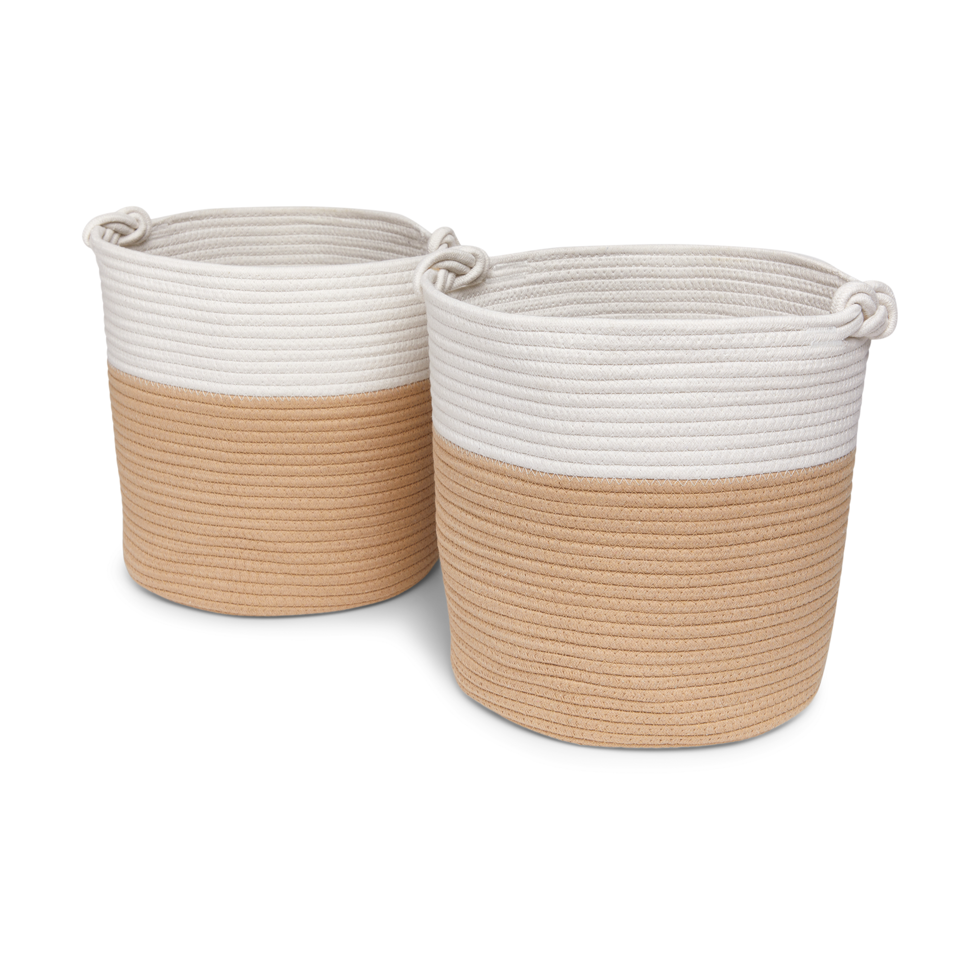 Sprucely Cubby Rope Basket (2 Pack) - Oat, Medium.