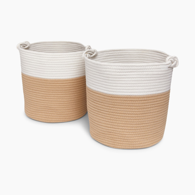 Sprucely Cubby Rope Basket (2 Pack) - Oat, Medium.