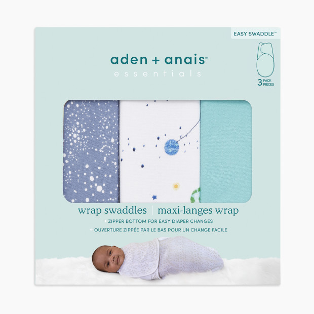 Aden + Anais Essentials Cotton Wrap Swaddles (3 Pack) - Stargaze, 0-3 Months, 3.