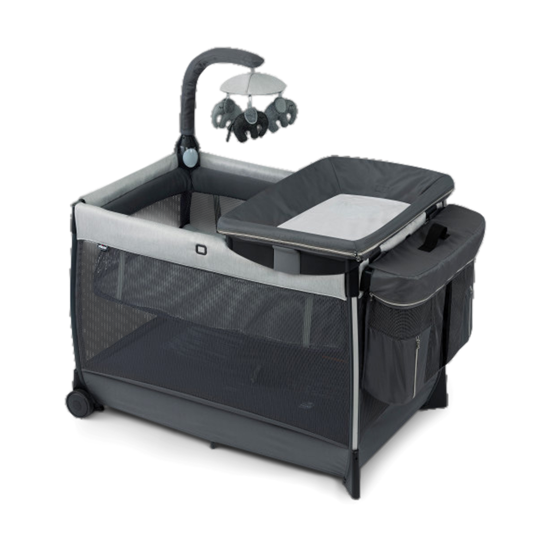 Chicco Lullaby Zip All-in-One Portable Playard, Infant Bassinet and Changer, Electronic Toy Bar, Toddler Playard, Travel Friendly | Driftwood/Grey