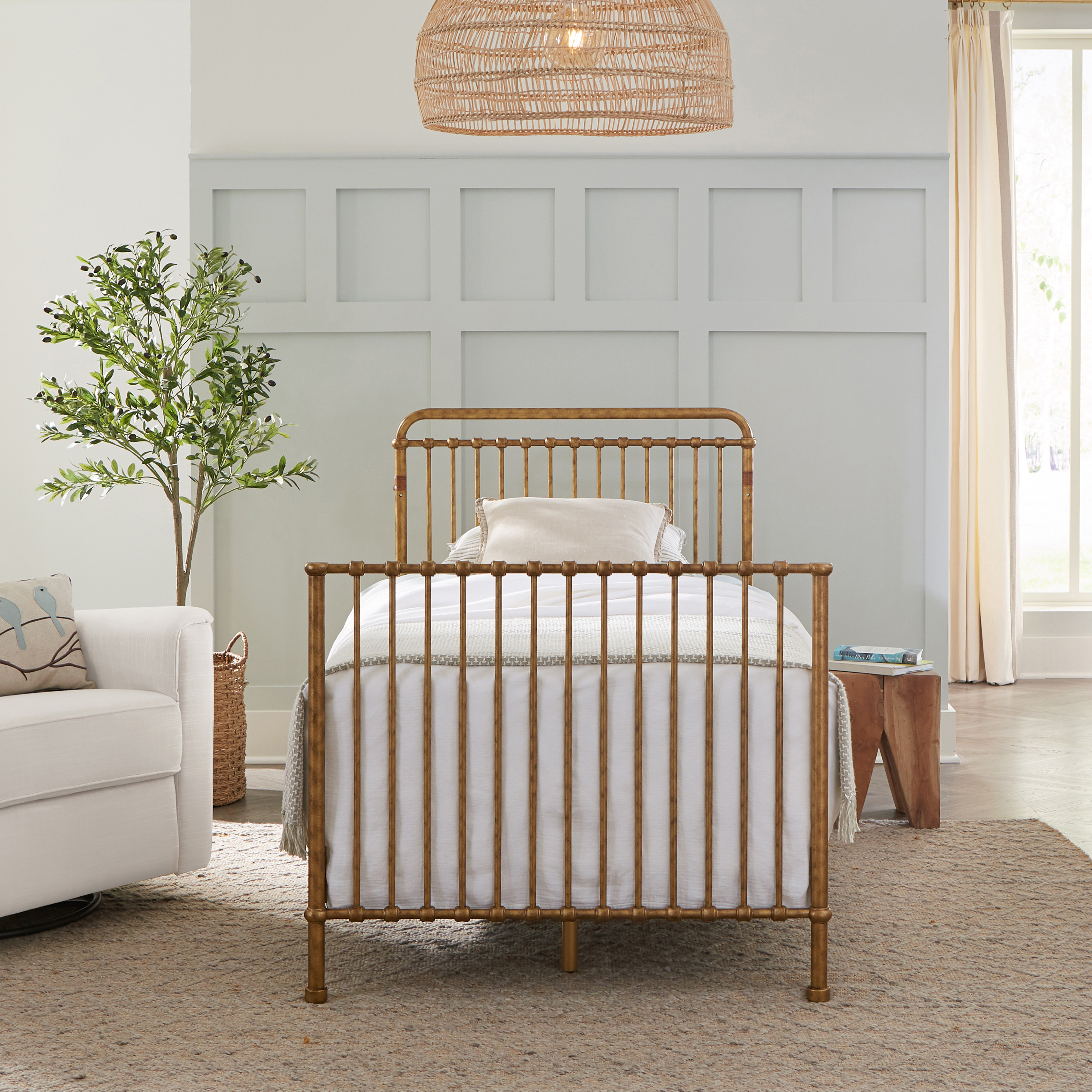 Namesake Winston 4-in-1 Convertible Mini Crib - Vintage Gold.