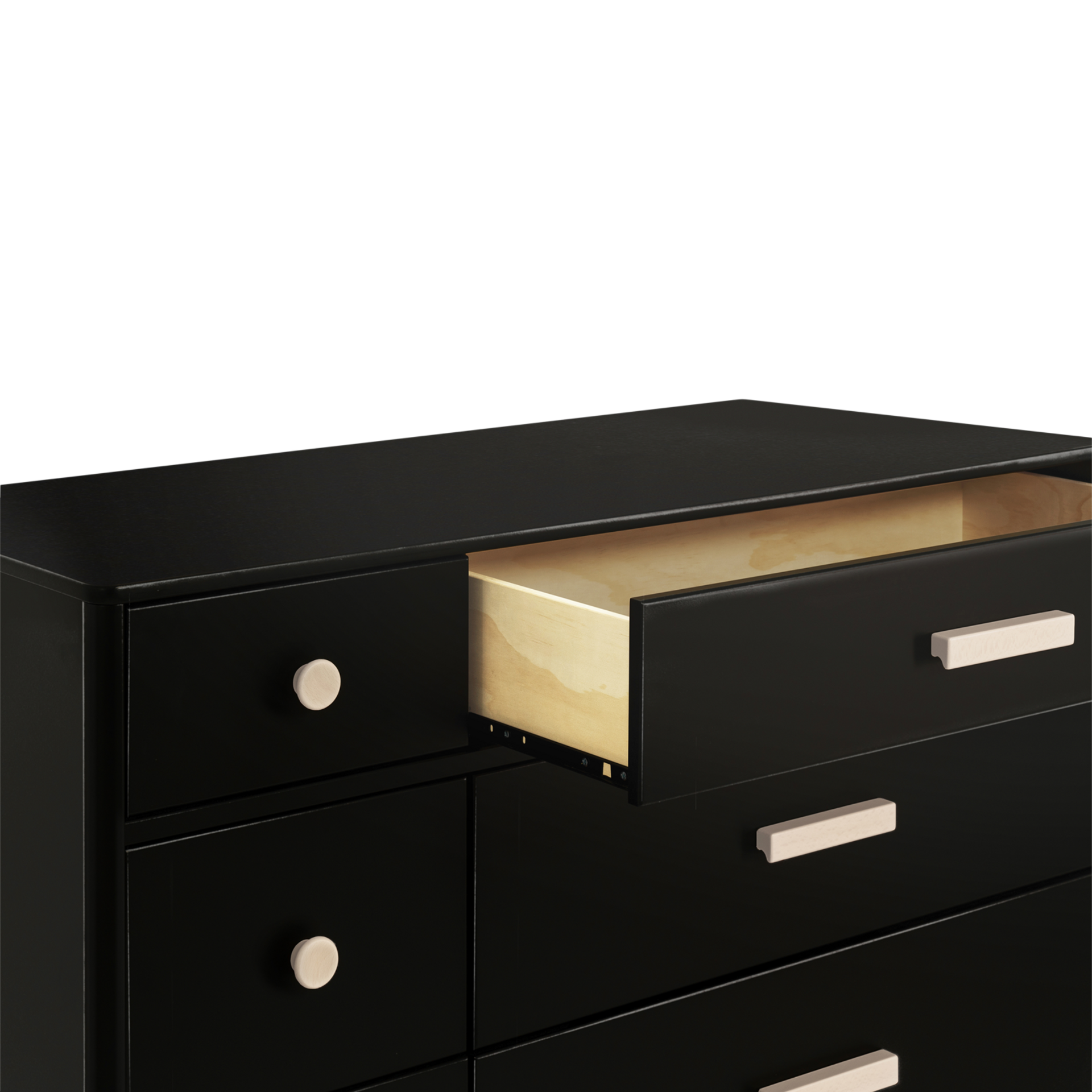 babyletto Lolly 6-Drawer Double Dresser - Black / Washed Natural.