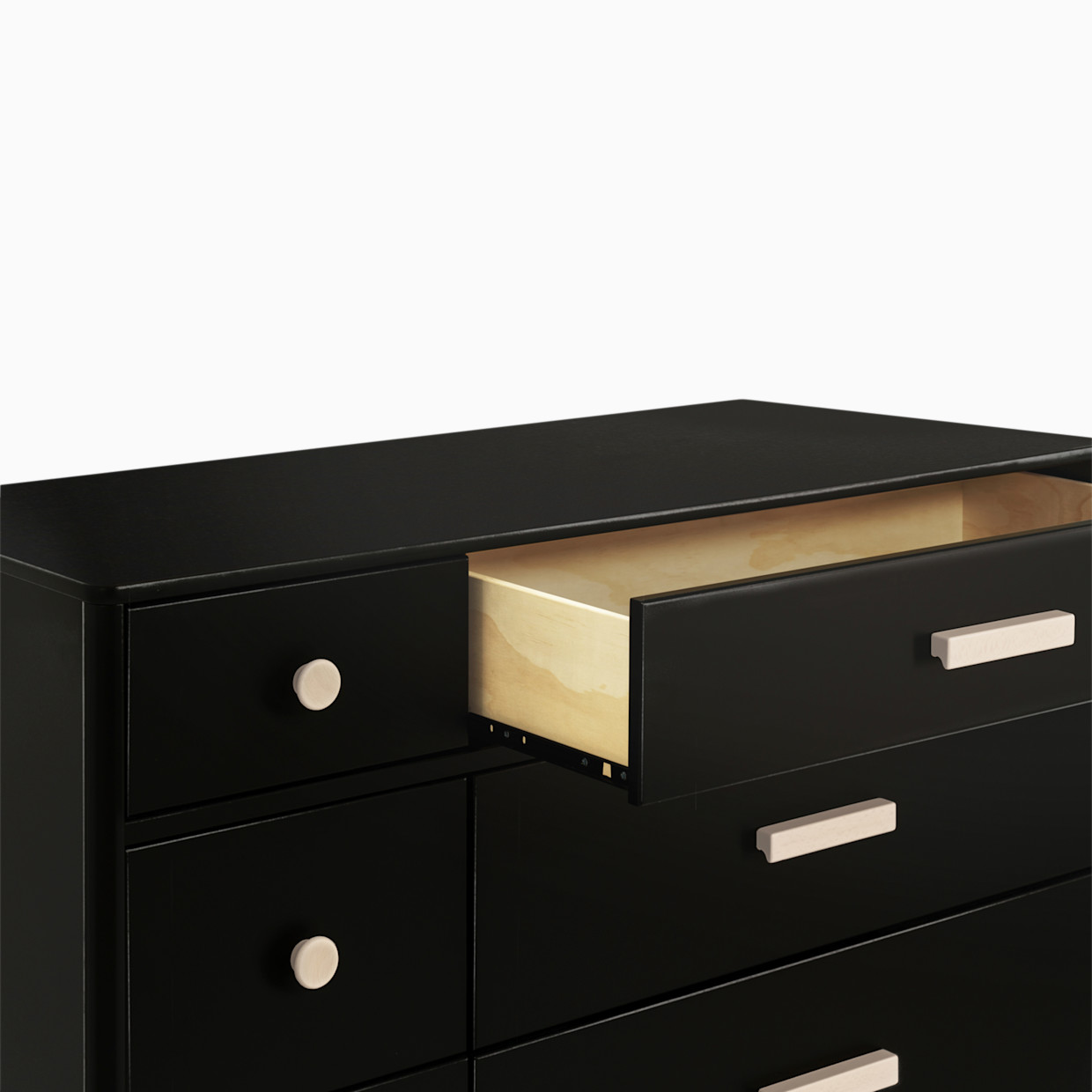 babyletto Lolly 6-Drawer Double Dresser - Black / Washed Natural.