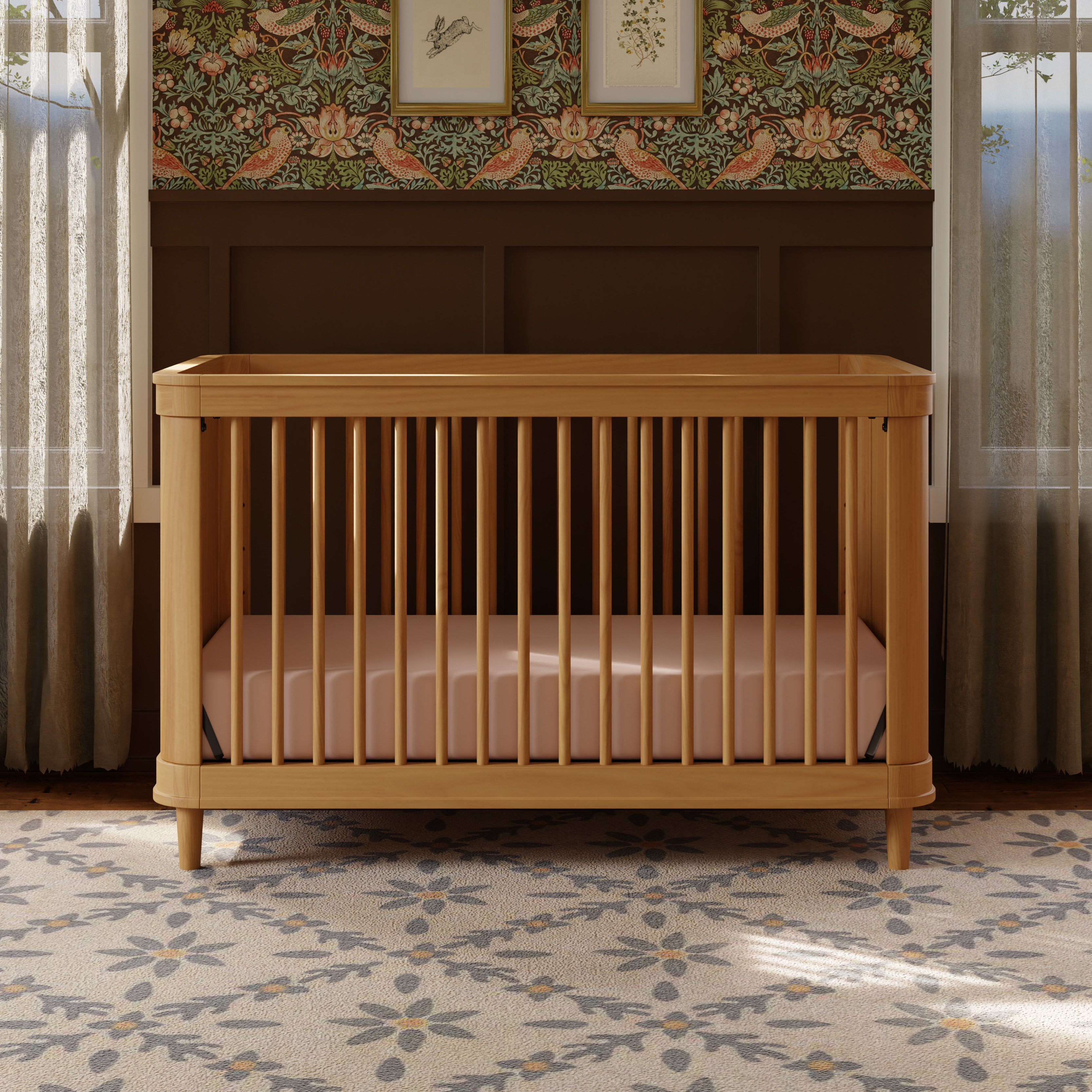 Namesake Marin 3-in-1 Convertible Crib - Honey/Honey Cane.