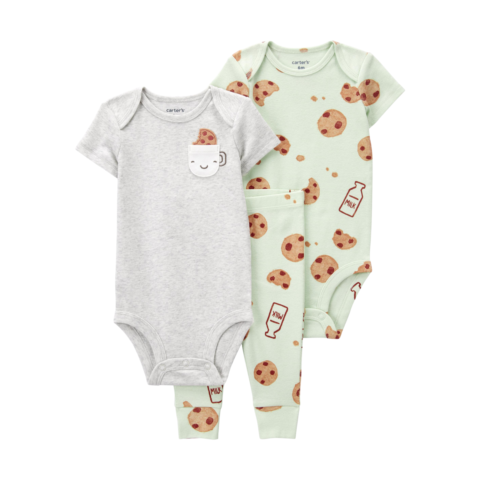 Carter's 3-Piece Bodysuit Pant Set - Cookies, Newborn.