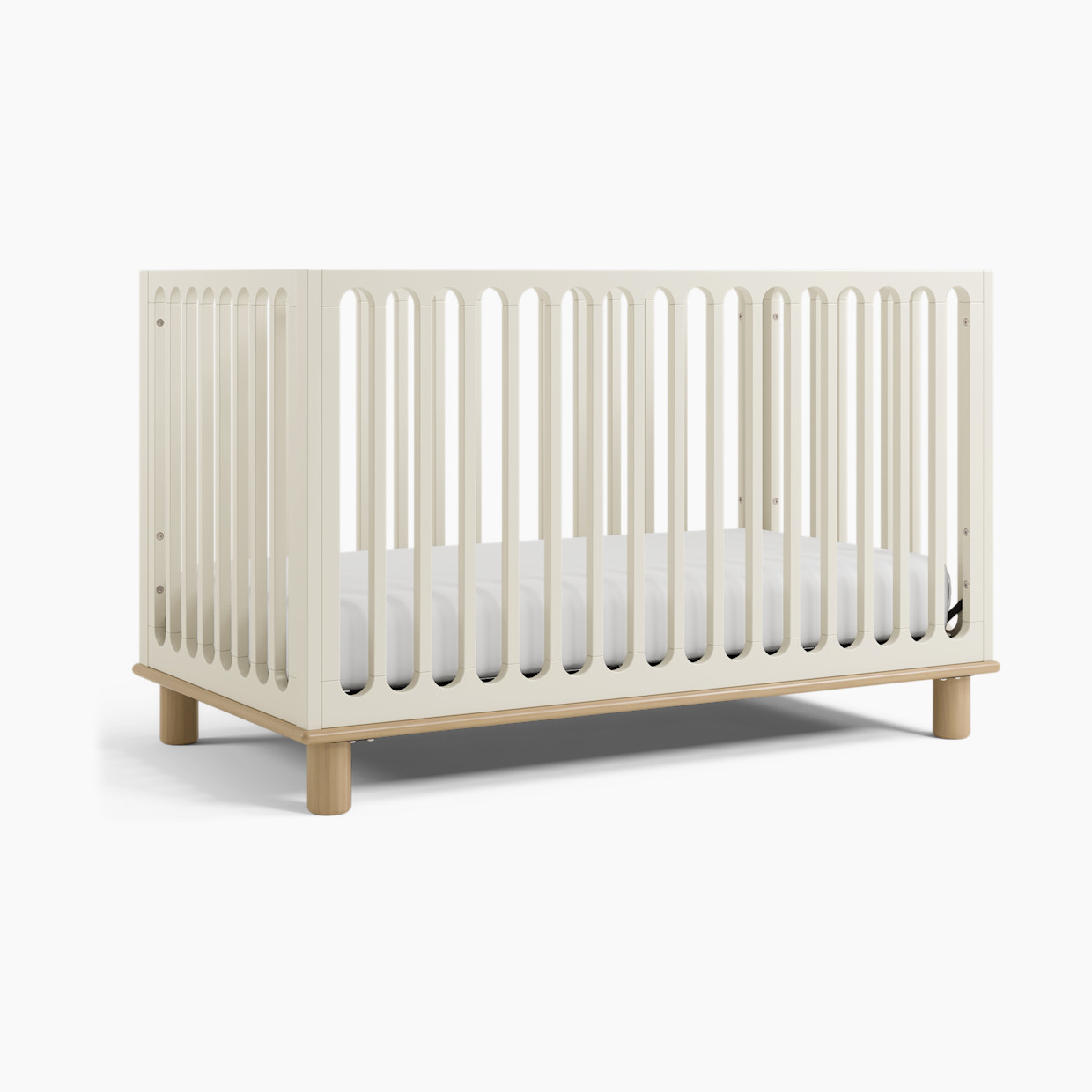 Storkcraft Sicily Deluxe 3-in-1 Convertible Crib - Frosted Oat With Driftwood.