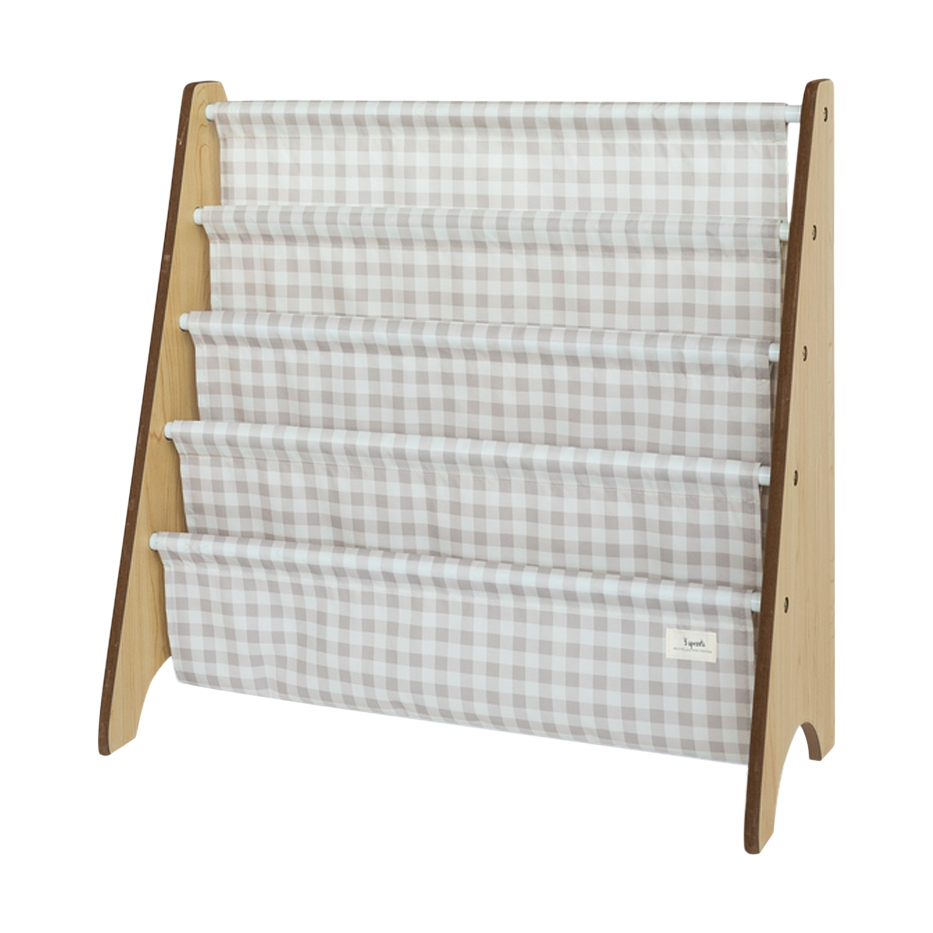 3 Sprouts Recycled Book Rack - Gingham Beige.