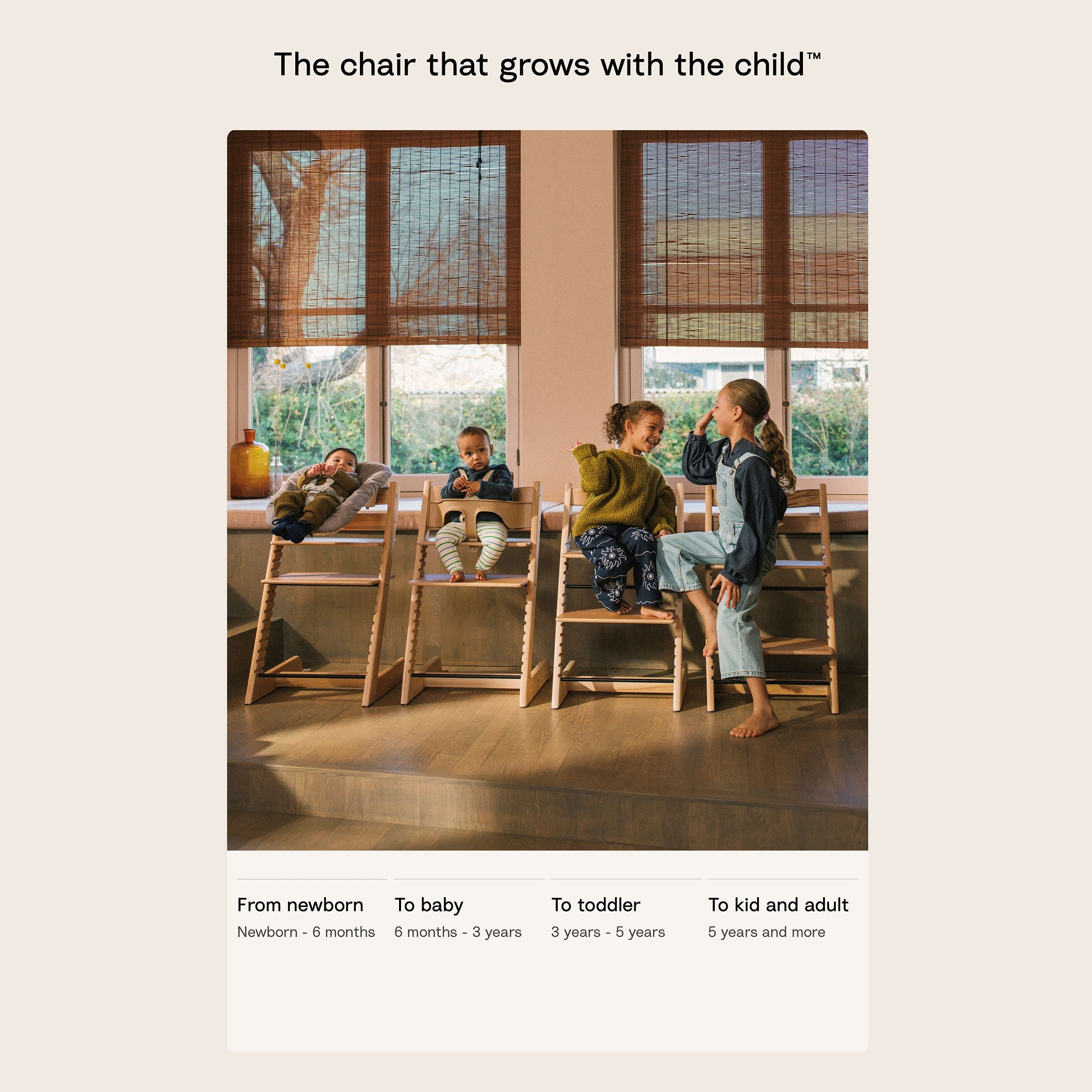 Stokke Tripp Trapp High Chair² - Oak Warm Brown W/ Black Harness.