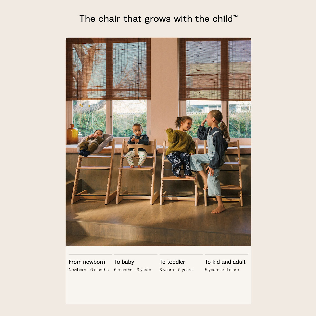 Stokke Tripp Trapp High Chair² - Oak Warm Brown W/ Black Harness.