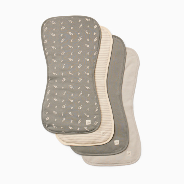 Tiny Kind 4 Pack Organic Burp Cloth - Grey Leaf.