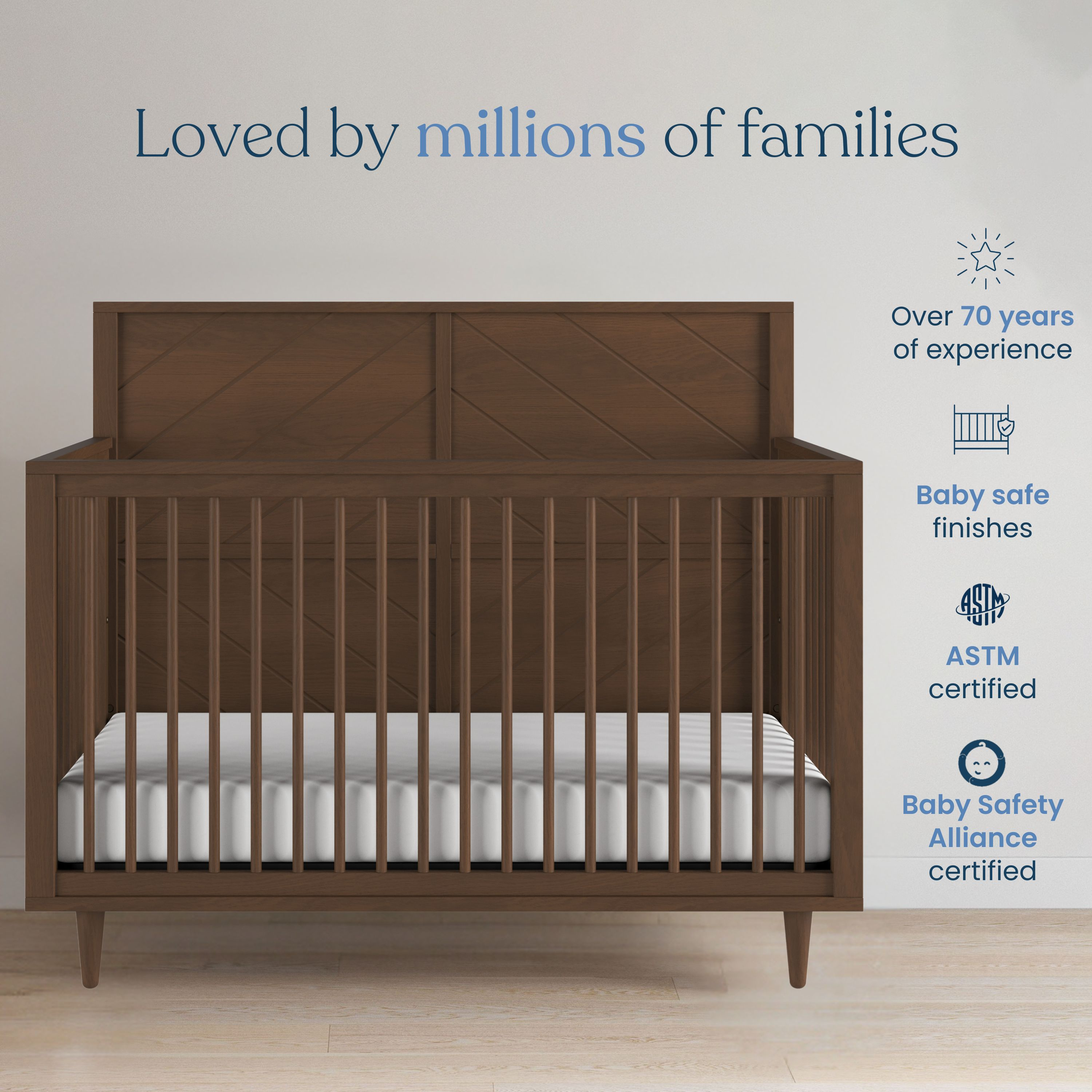 Child Craft Surrey Hill 4-In-1 Convertible Crib - Toasted Chestnut.