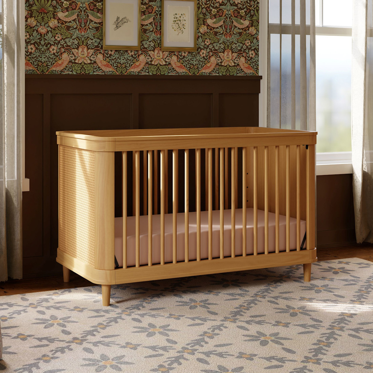 Namesake Marin 3-in-1 Convertible Crib - Honey/Honey Cane.