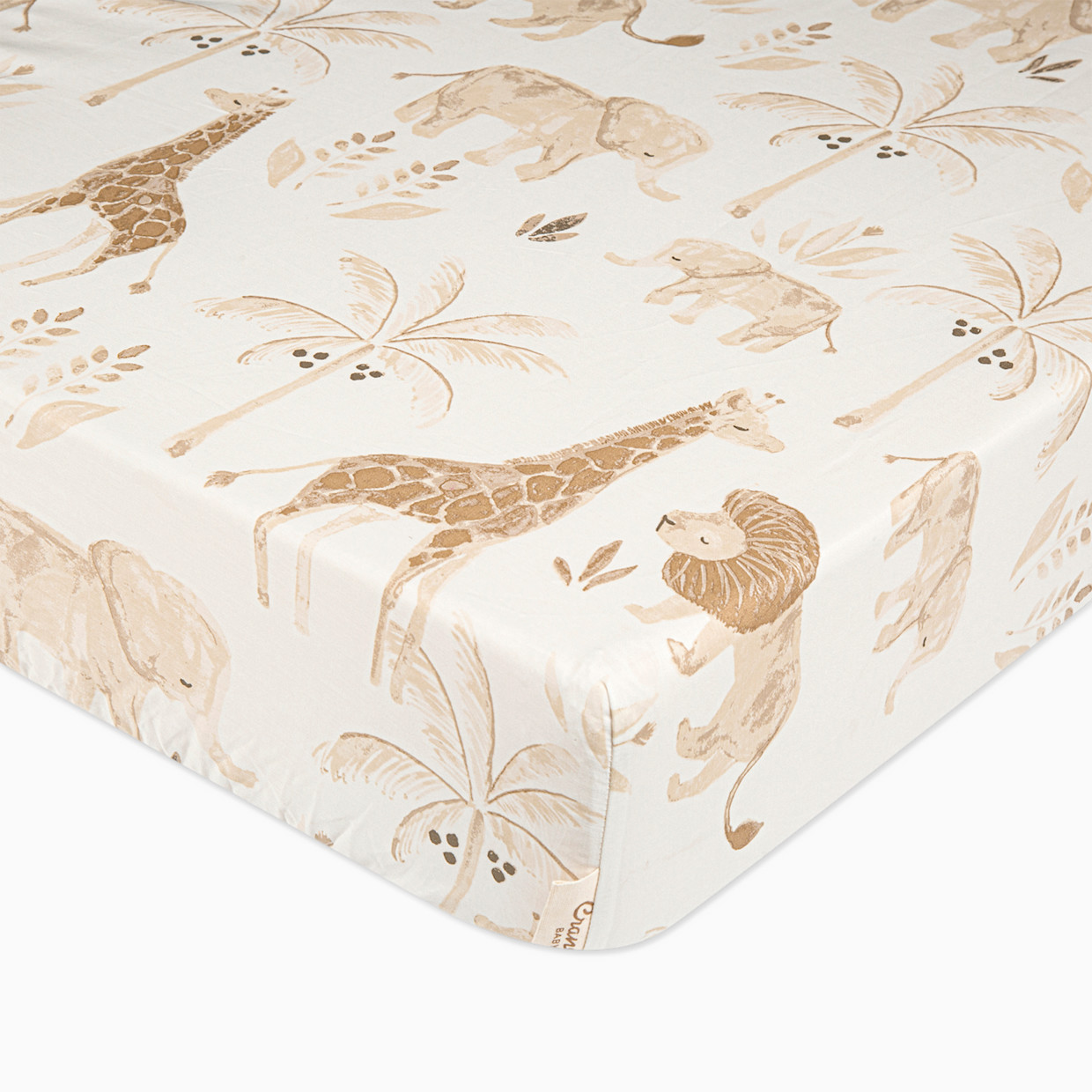 Crane Baby Cotton Sateen Crib Fitted Sheet - Kendi Animals.